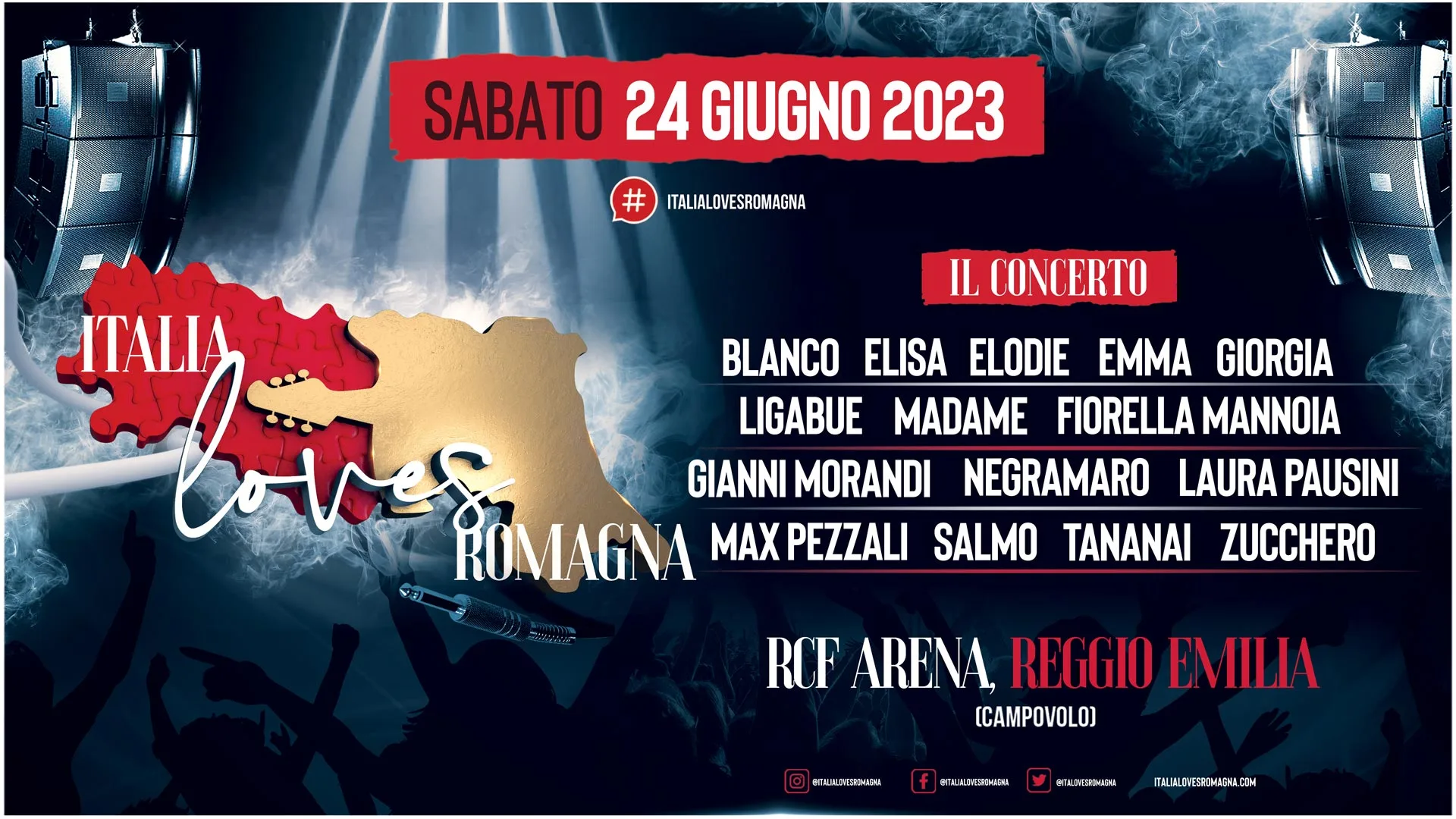 “ITALIA LOVES ROMAGNA”: GLI ARTISTI E I BIGLIETTI