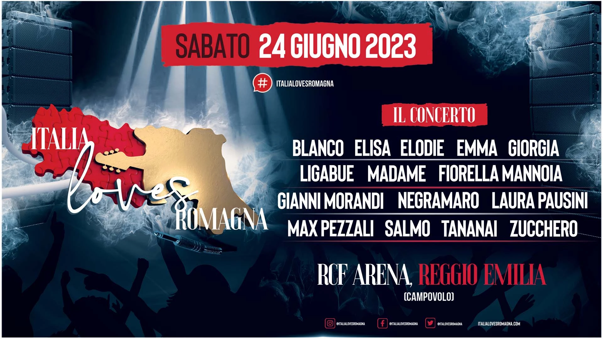 “ITALIA LOVES ROMAGNA”: GLI ARTISTI E I BIGLIETTI