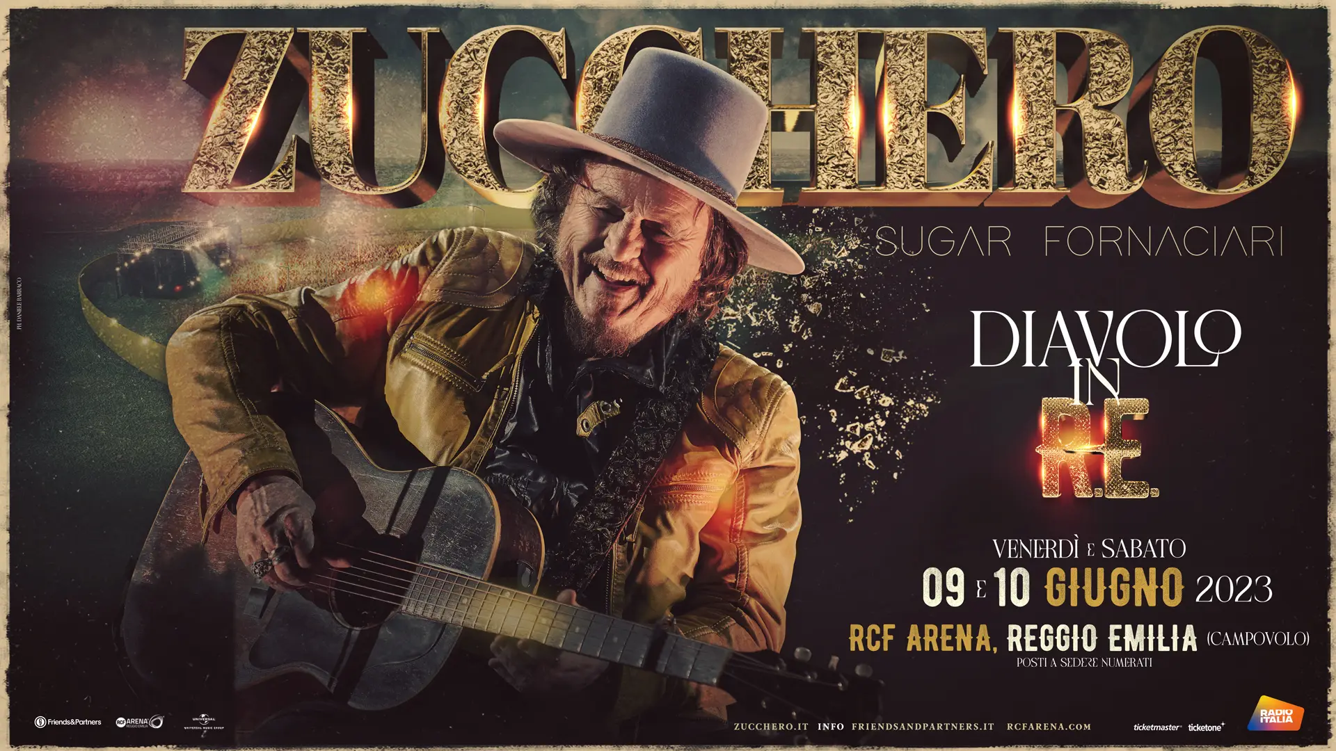 Zucchero “Sugar” Fornaciari a Reggio Emilia: 9 e 10 giugno 2023, RCF Arena
